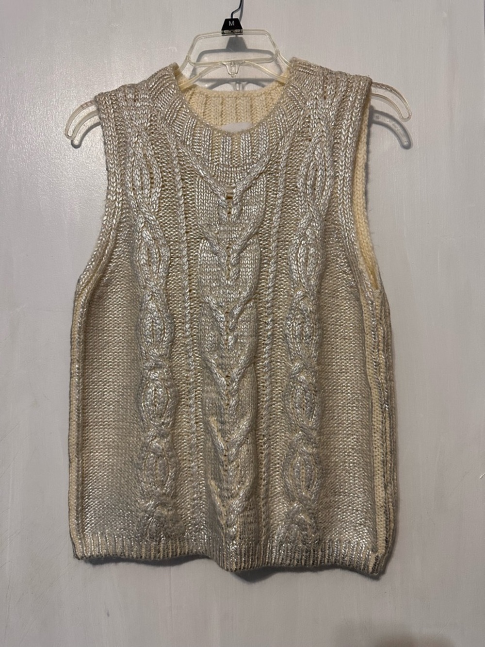 Women’s Dear John Denim -Talia, Metallic Cable Knit Sweater / Vest, Medium